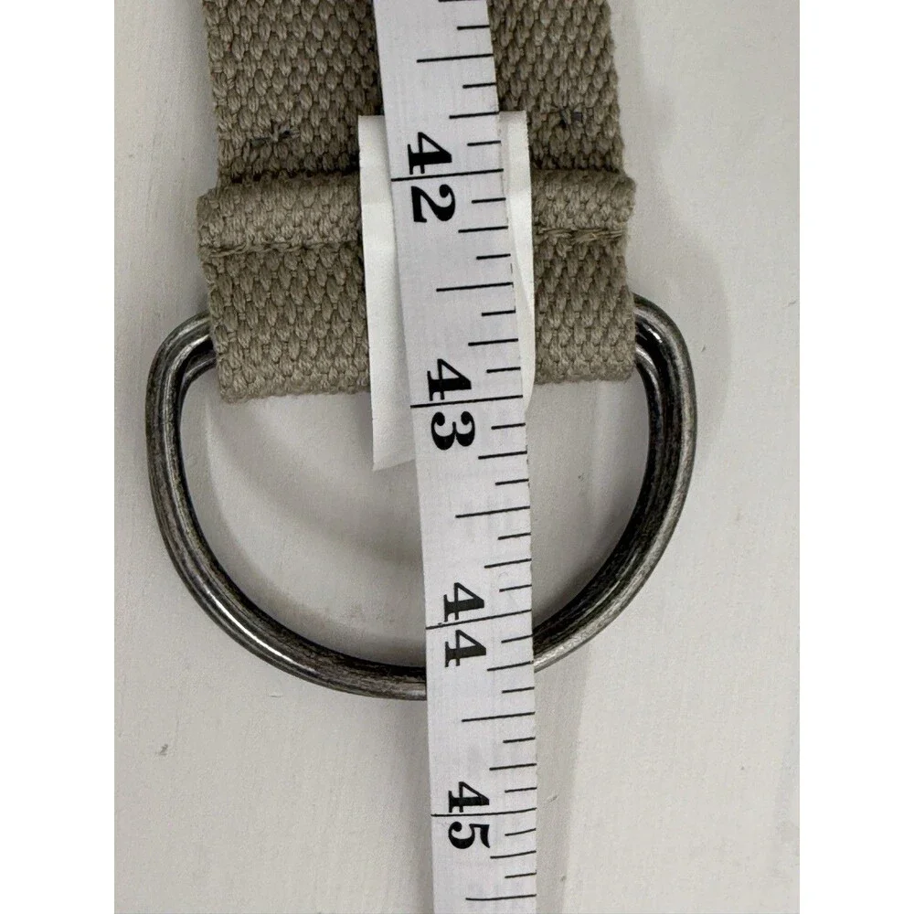 Boho Cotton Canvas Studded Belt Beige Rhinestone Silver Buckle Festival Belt